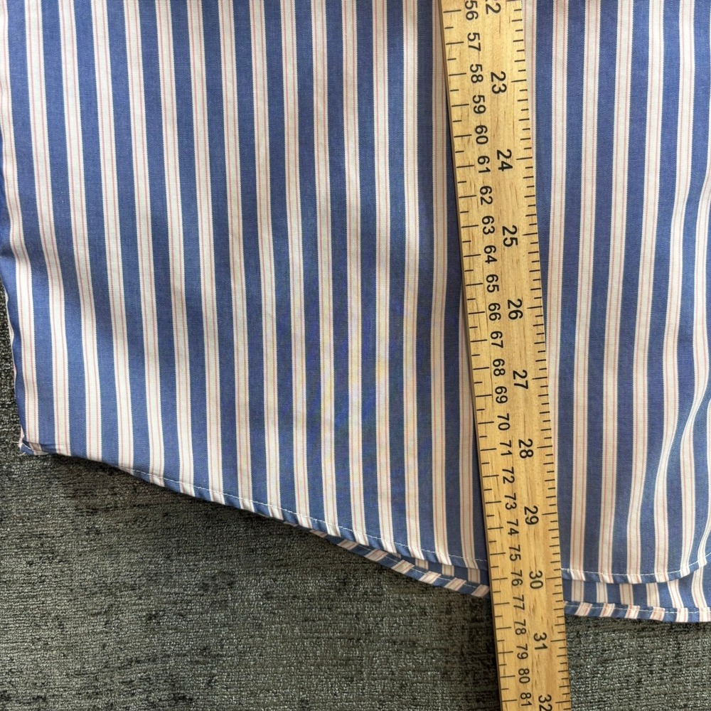 Charles Tyrwhitt Button Down Mens L Blue Striped Non-Iron Classic Fit Shirt - Picture 4 of 8